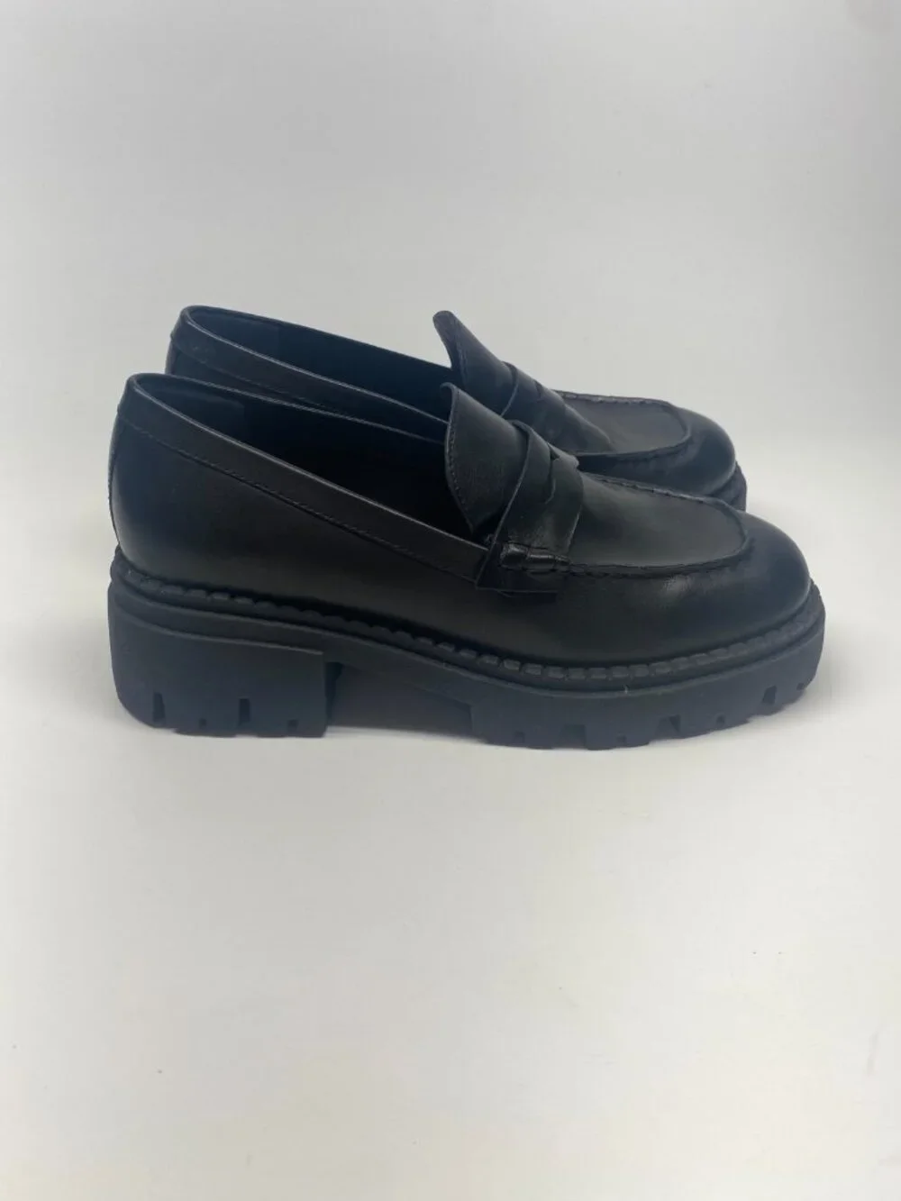 Free People Womens Lyra Lug Sole Black Platform Loafers Sz 9.5